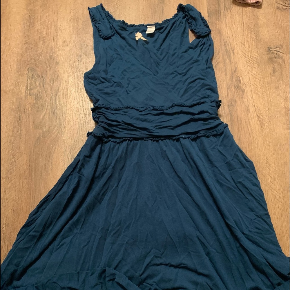Woman’s blue dress